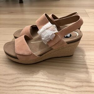 Aetrex Arch Support Wedge Sandals Ashley EW797W Rose Leather Comfort Size 10 NWT